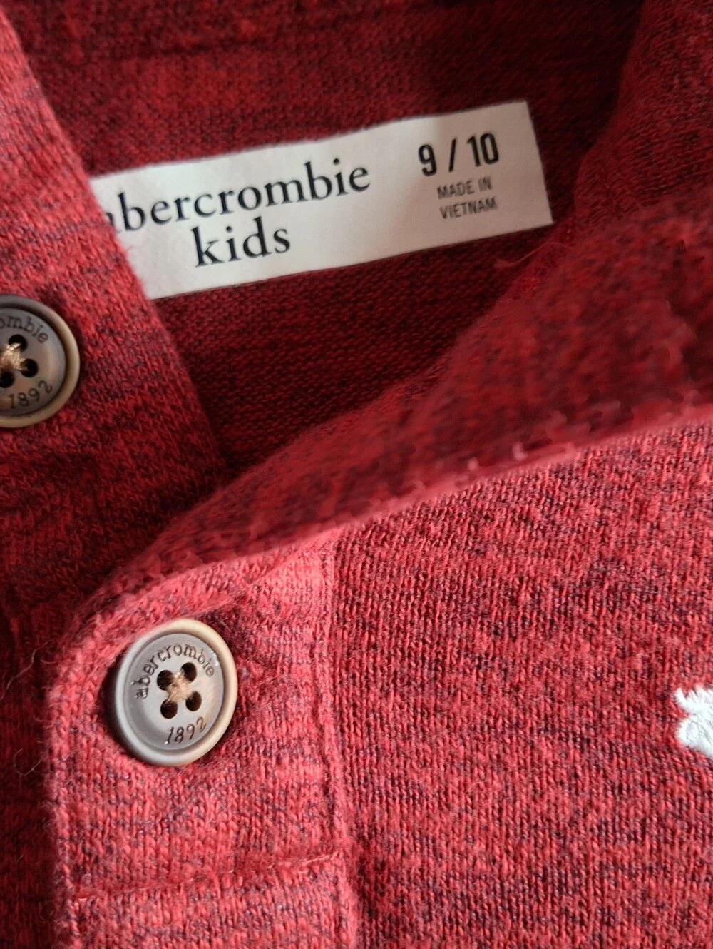 Ambercrombie Kids Boys 9/10 Lomg Sleeved Red Shirt